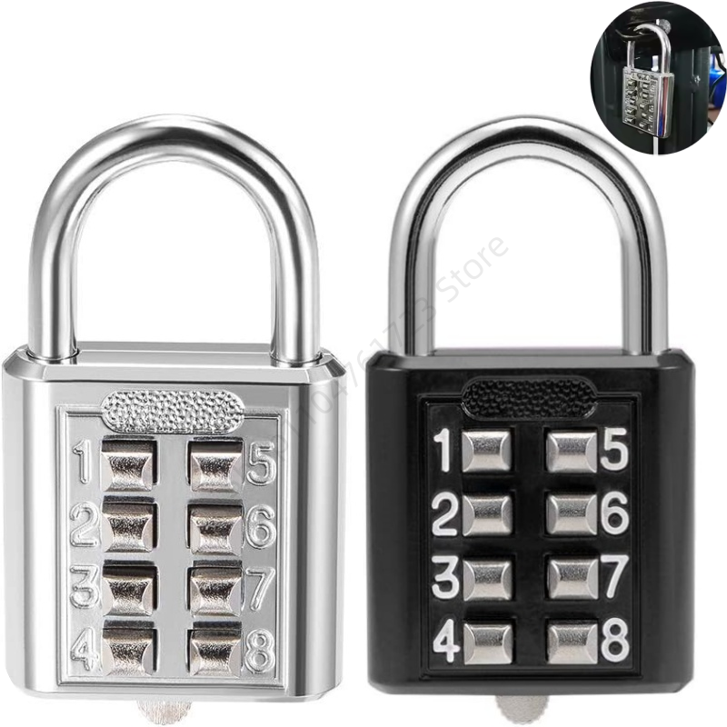 Smart Garden Gate Lock - 8 桁コンビネーション屋外ボタン防水ランダムコード南京錠亜鉛合金ホームロッカーコード南京錠ルーム盗難防止ロック