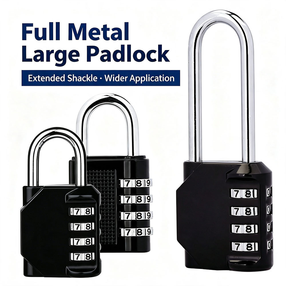 Smart Garden Gate Lock - 4桁ロングシャックルコンビネーション南京錠防水屋外パスワードセキュリティロックジムロッカーロッカーフェンスゲートロック用