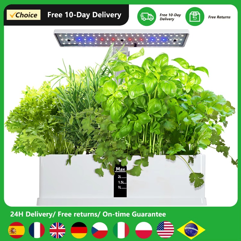 Smart Garden Led Lights - 9ポッドスマート水耕栽培システム 室内ガーデンキット 自動タイマー 高さ調整可能 15W LED育成ライト