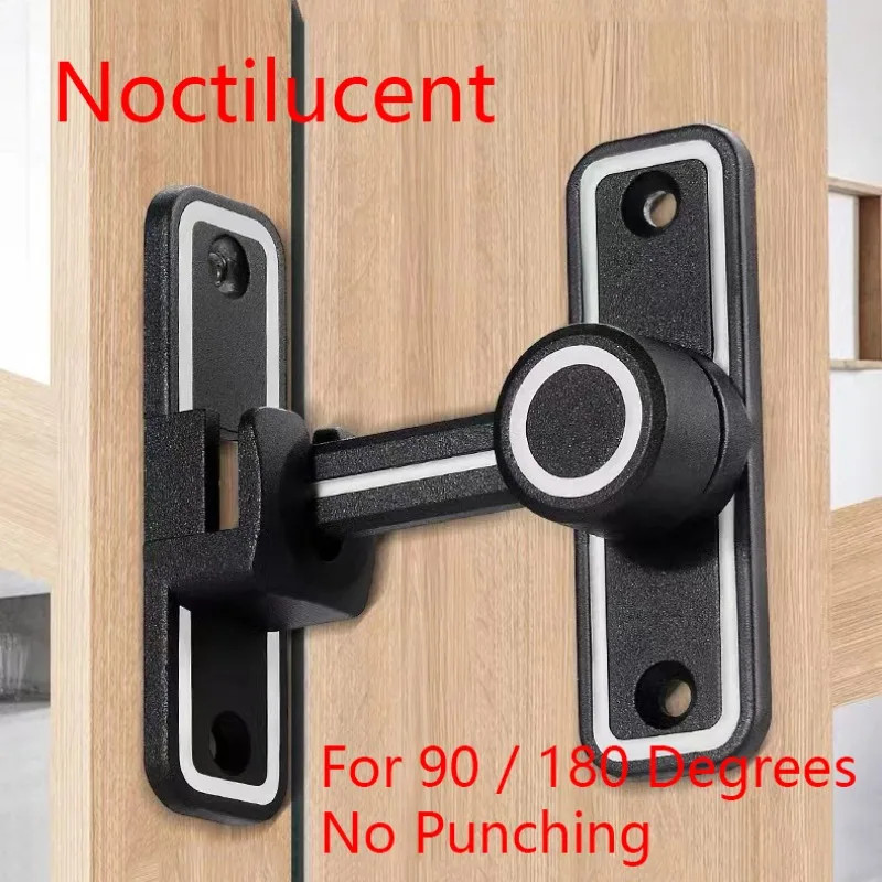 Smart Garden Gate Lock - 照明納屋ドアラッチロック、スライドロック、90度直角、バスルームドアボルト、家庭用ハードウェアアクセサリー、黒