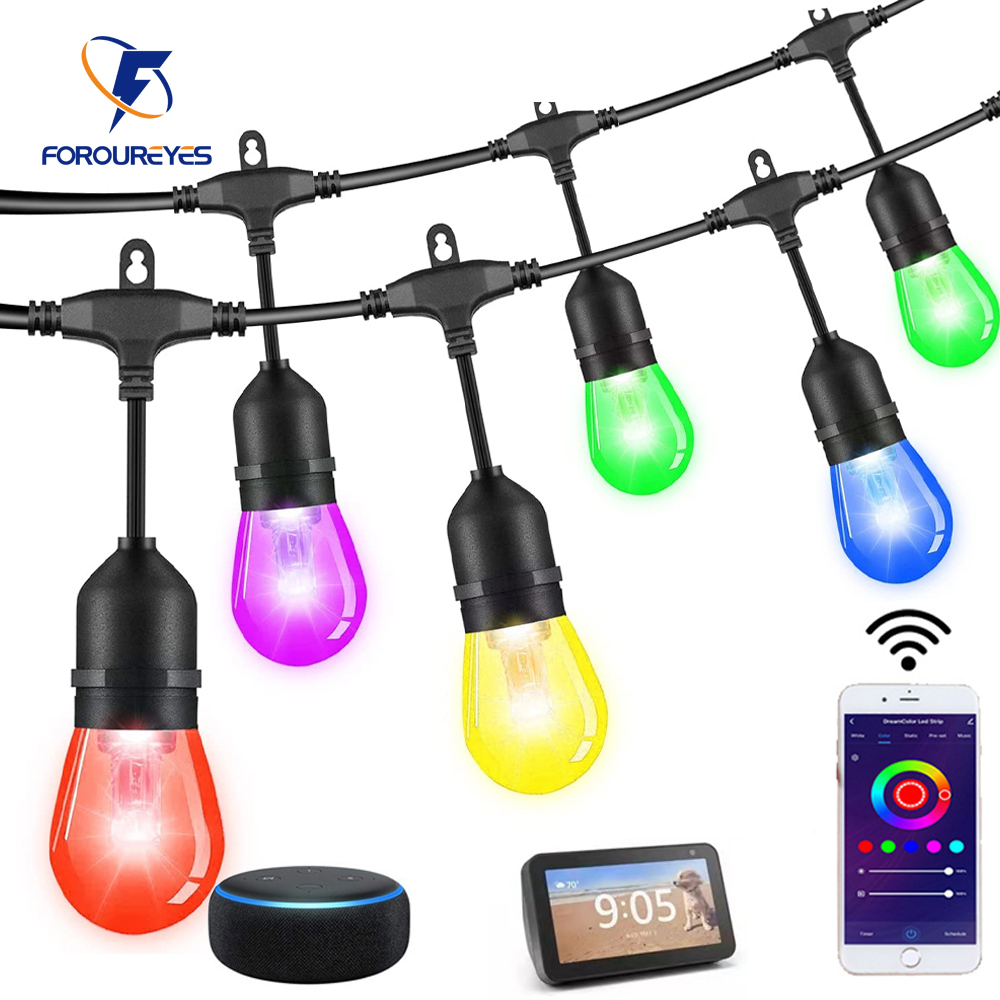 Smart Garden Led Lights - 防水スマートLEDストリングライト,屋外,庭,結婚式の装飾,s14電球,商業グレード,wifi,tuya