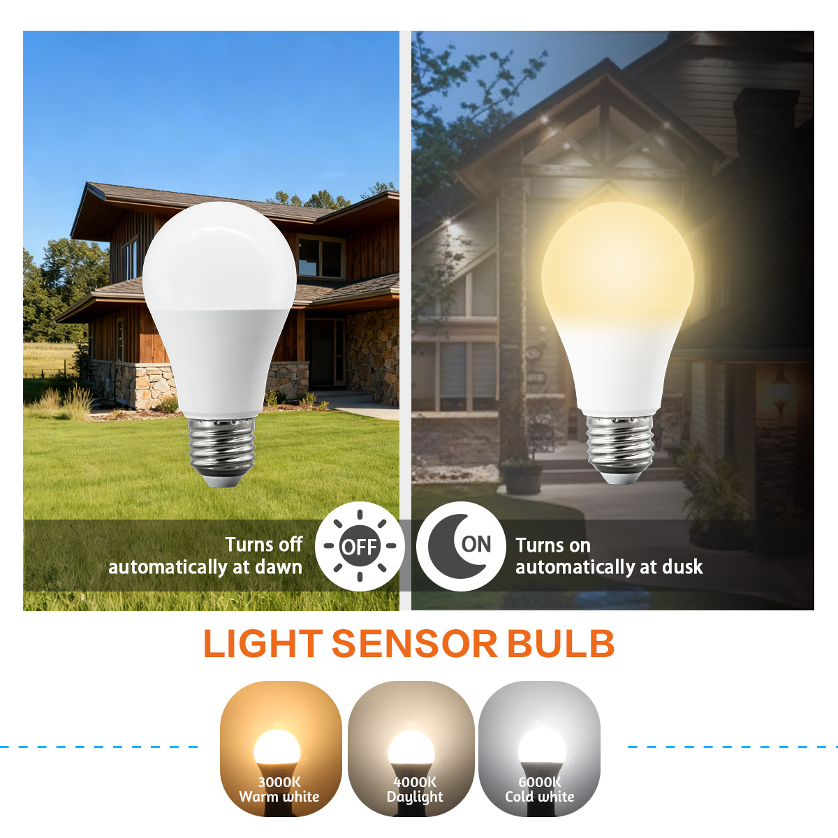 Smart Garden Led Lights - 10個入り 自動オンオフセンサー電球 LED E27 B22 光制御