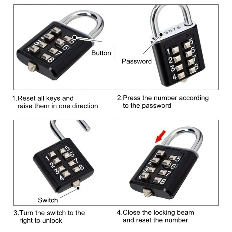 8 桁のパスワードコード屋外コンビネーション南京錠防水亜鉛合 - Smart Garden Gate Lock のレビューと価格