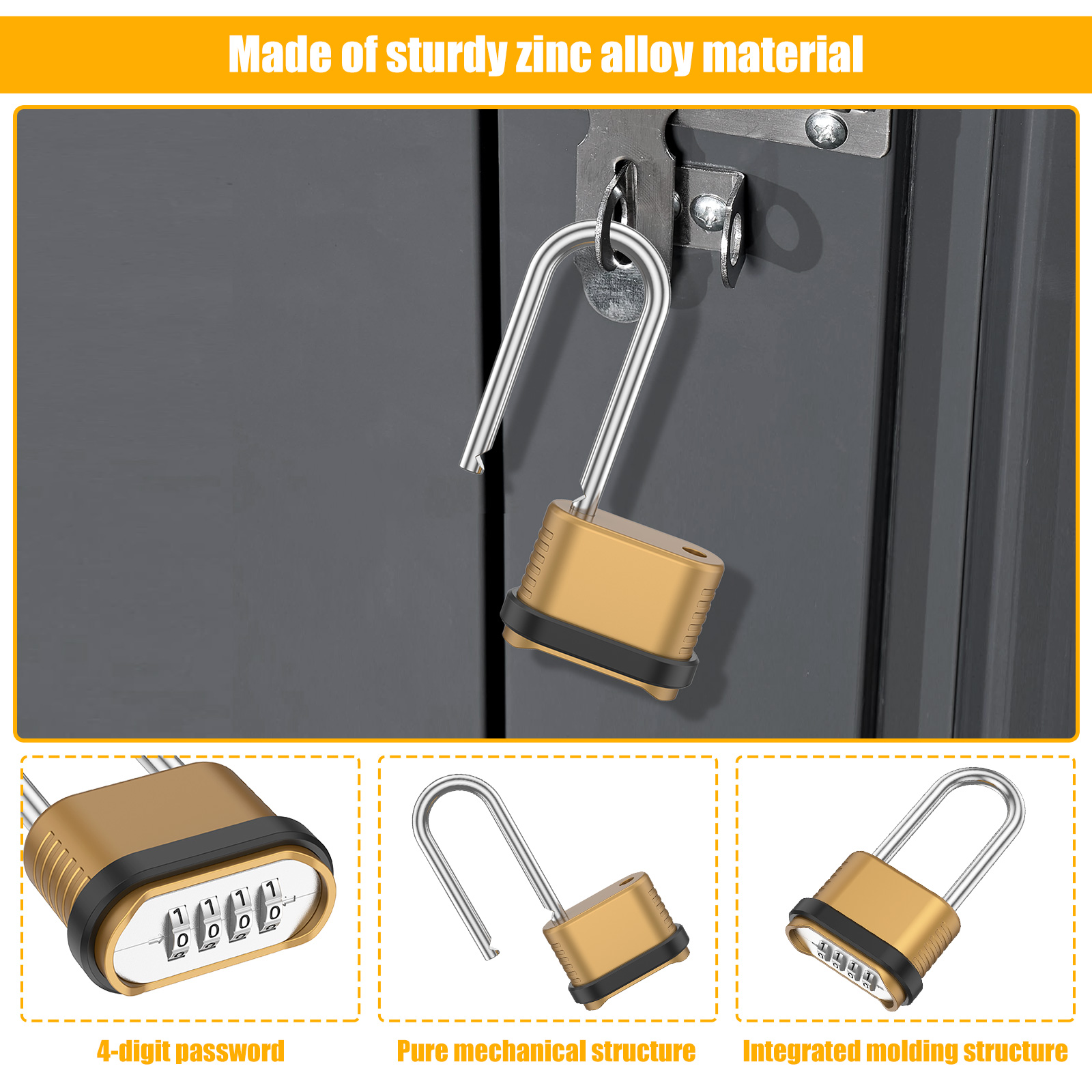 コンビネーション南京錠 4 桁ロングシャックル 2/8 個亜 - Smart Garden Gate Lock のレビューと価格