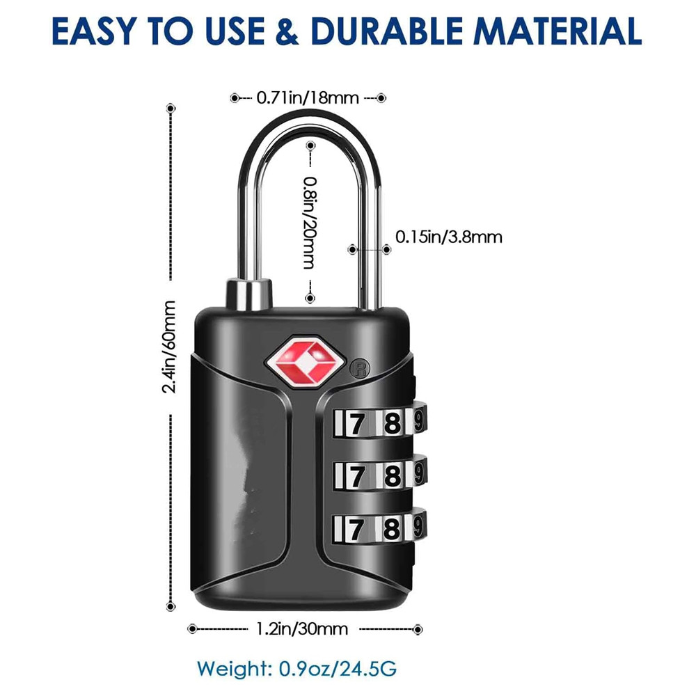 TSA承認済み荷物ロック、コンビネーショントラベル南京錠、3 - Smart Garden Gate Lock のレビューと価格