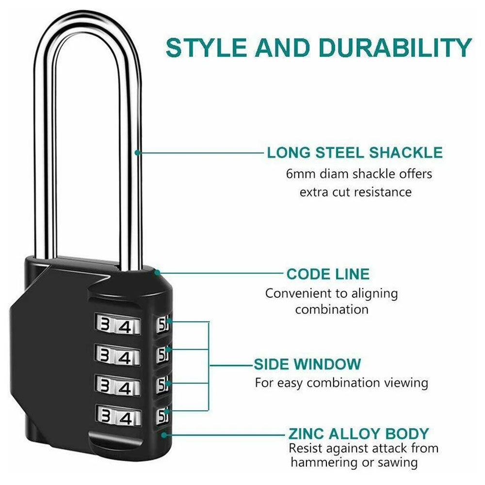 4桁ロングシャックルコンビネーション南京錠防水屋外パスワード - Smart Garden Gate Lock のレビューと価格