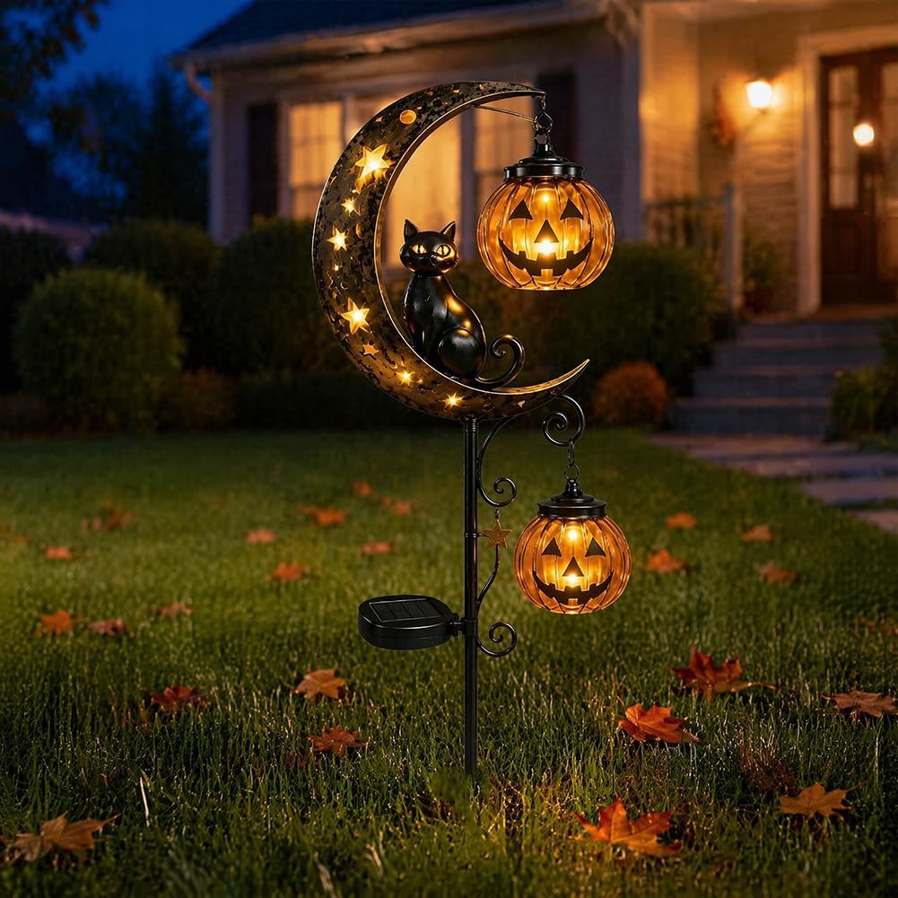 ソーラーハロウィン黒猫＆パンプキンムーンガーデンステークライ - Smart Zen Garden のレビューと価格