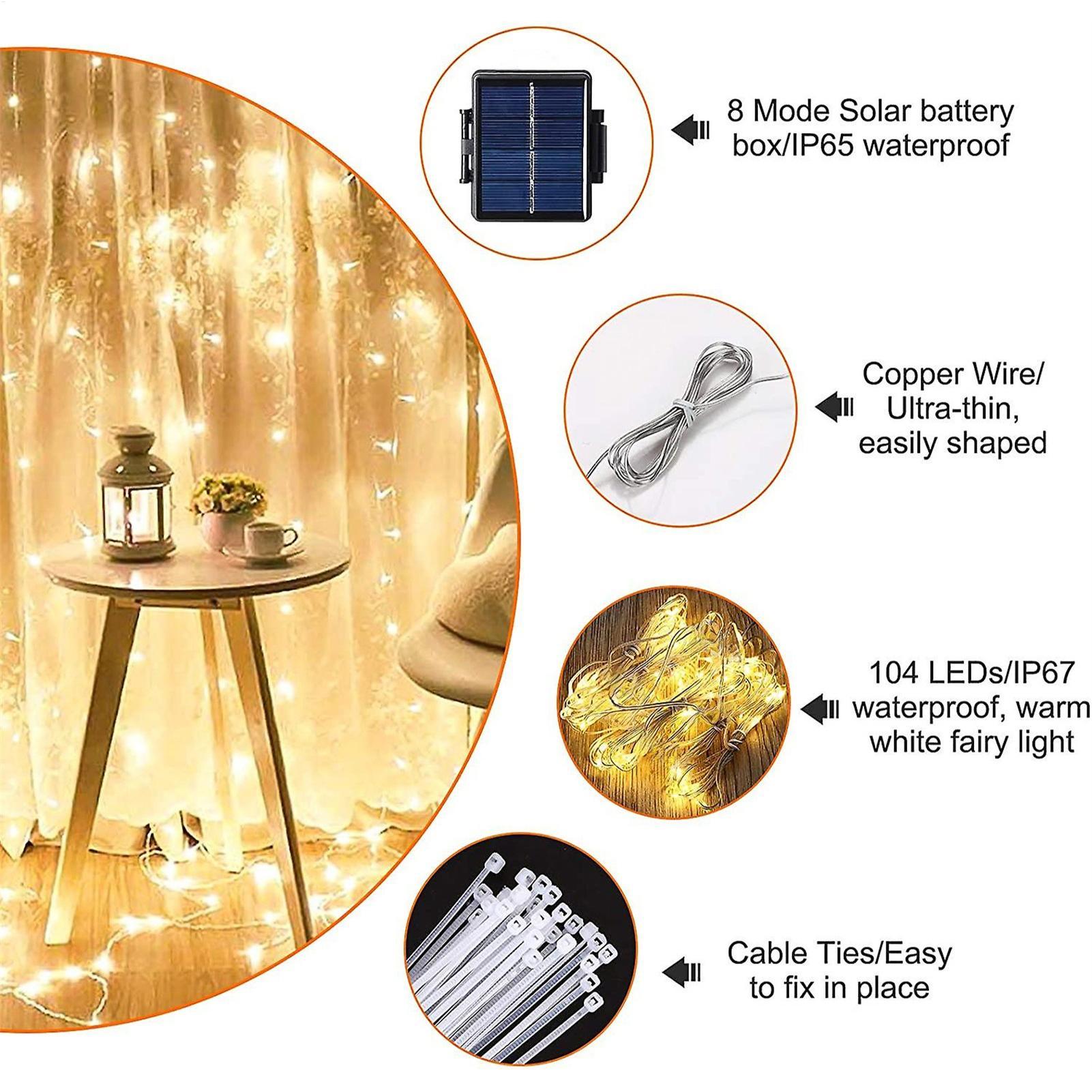 ソーラーアンブレラストリングライト 104LED パラソルス - Smart Zen Garden のレビューと価格