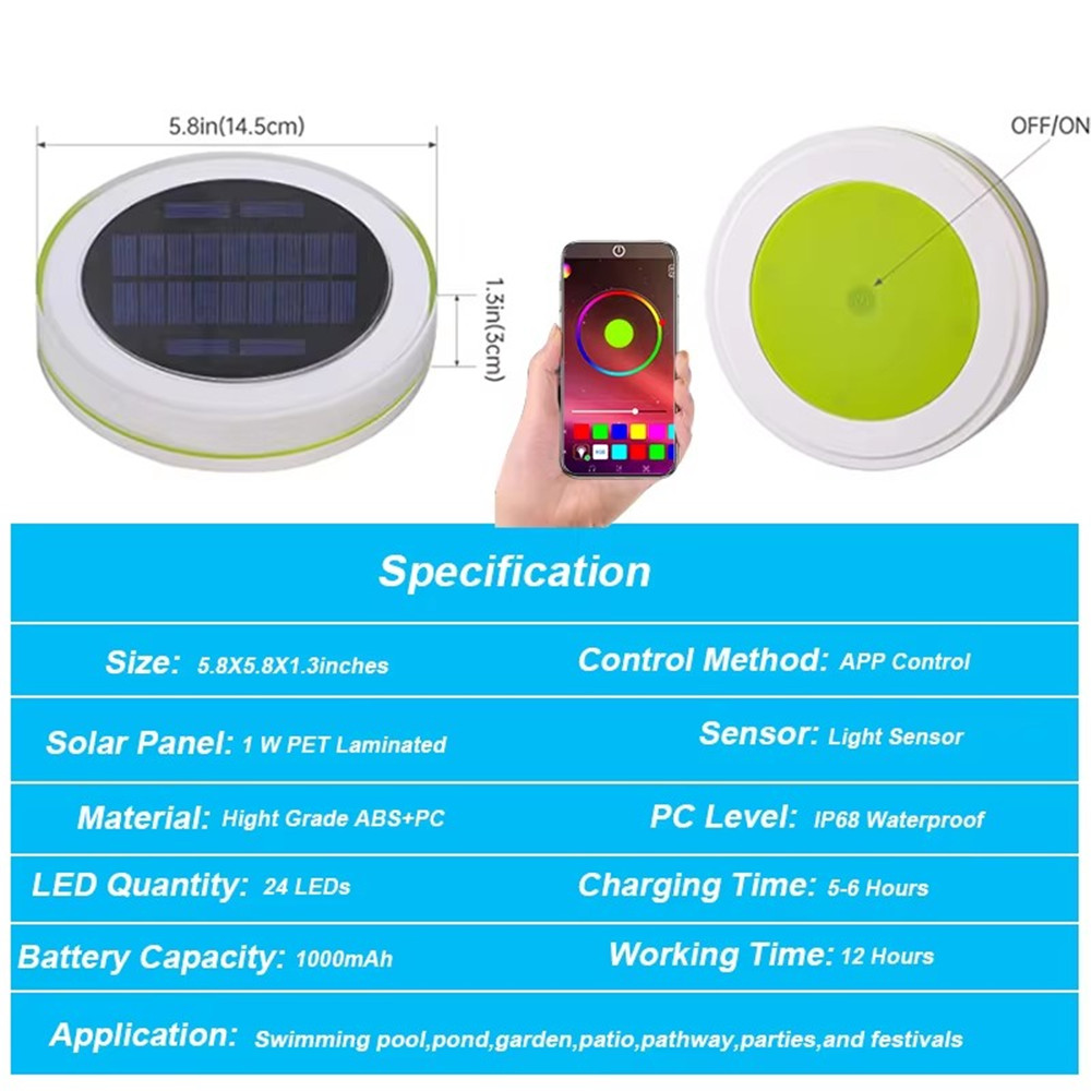 ソーラー LED 水フロートライト屋外防水 IP68 スマー - Smart Garden Led Lights のレビューと価格