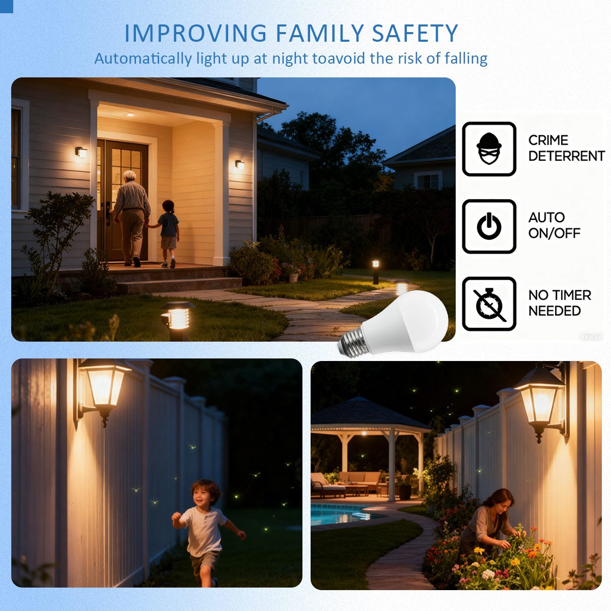 10個入り 自動オンオフセンサー電球 LED E27 B22 - Smart Garden Led Lights のレビューと価格