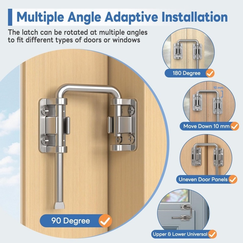 U字型パティオスライドドアループロック、90/180度ドアラ - Smart Garden Gate Lock のレビューと価格